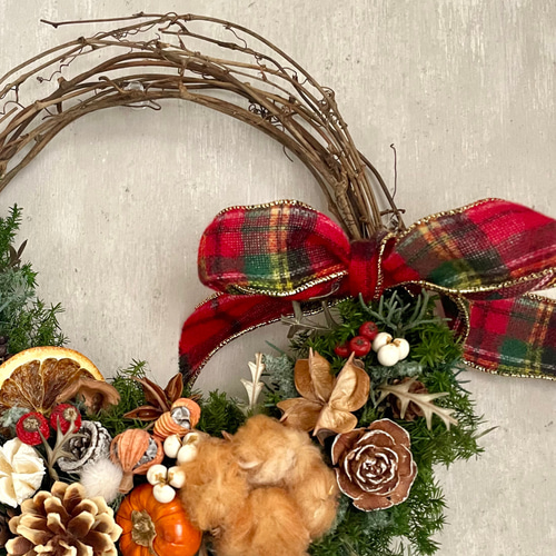 森の中のクリスマスハーフリース リース Atelier sol daisy 通販