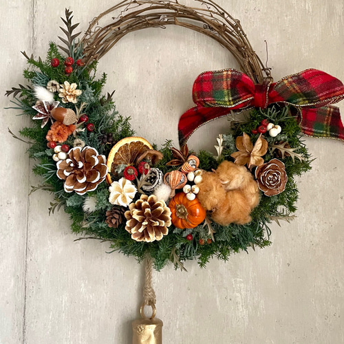 5.クリスマスハーフリース クリスマス Christmas Xmas ハーフムーン リース ホワイト