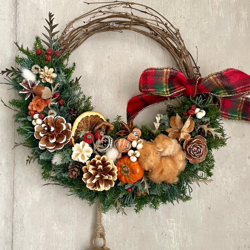 6.クリスマスハーフリース 森の中のクリスマスハーフリース リース Atelier sol daisy 通販