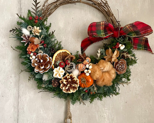 森の中のクリスマスハーフリース リース Atelier sol daisy 通販