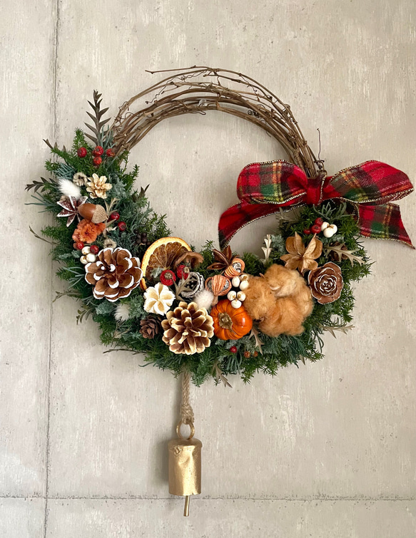 森の中のクリスマスハーフリース リース Atelier sol daisy 通販