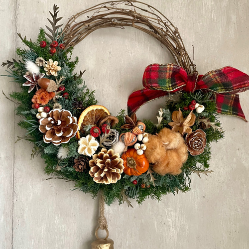 森の中のクリスマスハーフリース リース Atelier sol daisy 通販