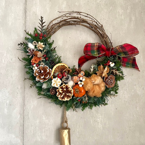 森の中のクリスマスハーフリース リース Atelier sol daisy 通販