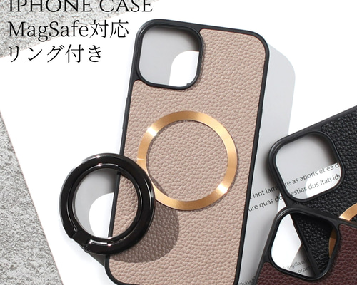 iphone ケース レザー リング ストラップ マグセーフ ゴールド 83151abc2b52e50de8c78a77dbc547