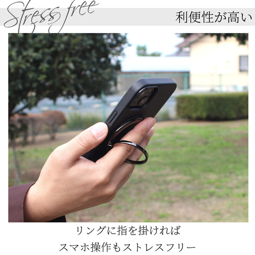 iphone ケース レザー 17 16 15 14 13 12 se マグセーフ リング付き