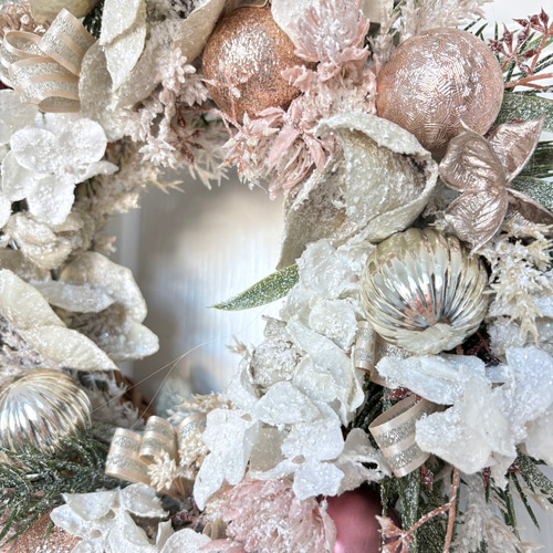 クリスマスローズと紫陽花のスノージュエルリース/アーティフィシャル
