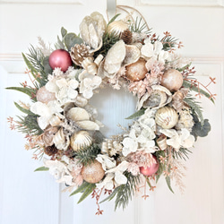 クリスマスローズと紫陽花のスノージュエルリース/アーティフィシャル