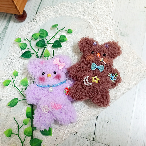 モールドール くまさん カップル キーリング付き 仲良し2点セット♡ 4枚目の画像