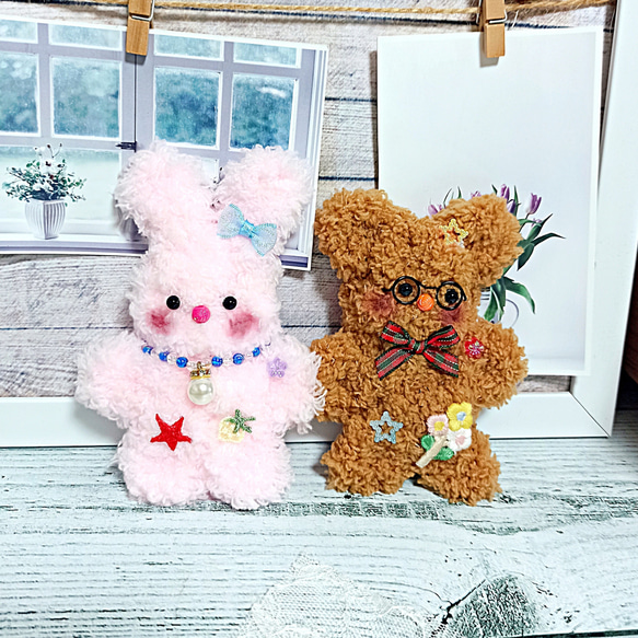 モールドール うさぎさん くまさん キーリング付き 仲良し2点セット♡ 2枚目の画像