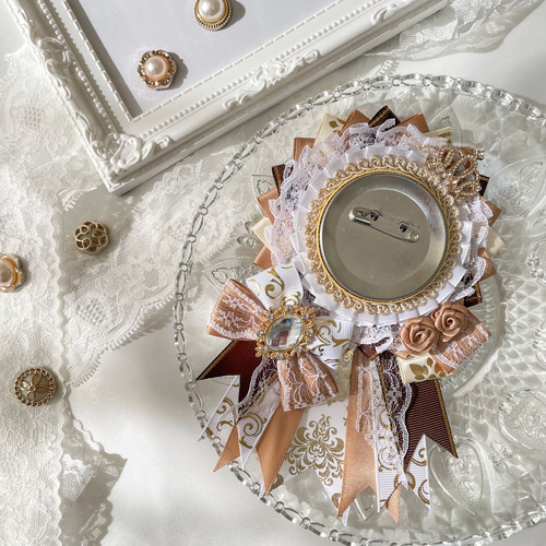 痛ロゼット ロゼット 缶バッジ 痛バッグ 推し活 茶色 ベージュ