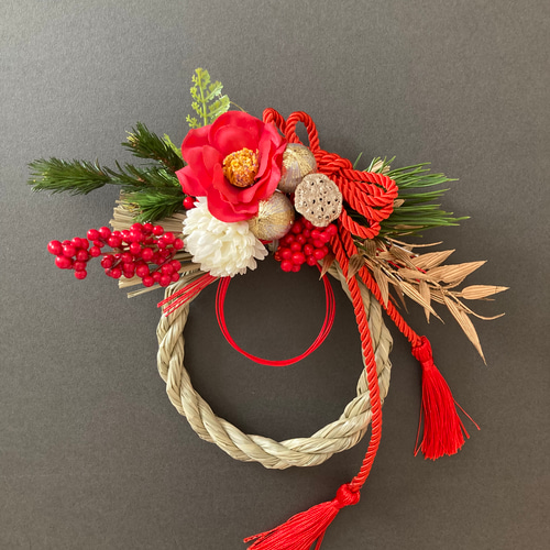 お正月2025】椿のしめ縄飾り しめ縄・しめ飾り greco 通販 18555149