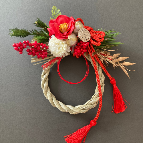 お正月2025】椿のしめ縄飾り しめ縄・しめ飾り greco 通販 18555149