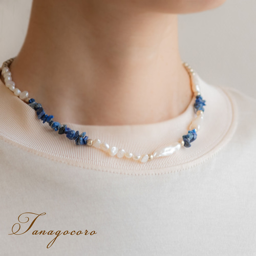 人気海外ブランドアイテム｜ファッション通販 mix淡水パール＊ラピスラズリネックレス ネックレス・ペンダント アクセサリー