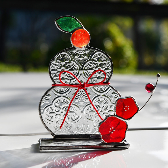 ステンドグラス クリアな可愛い 鏡餅 その他インテリア雑貨 もえくる