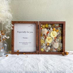 【両親贈呈品・写真入れOK】思い出に残るお花のフォトボックス（黄色）　誕生日祝い　結婚祝い　子育て感謝状 5枚目の画像
