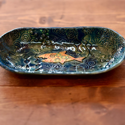 サカナノプレートS　Fish Dish!!  紺　つやつや 2枚目の画像