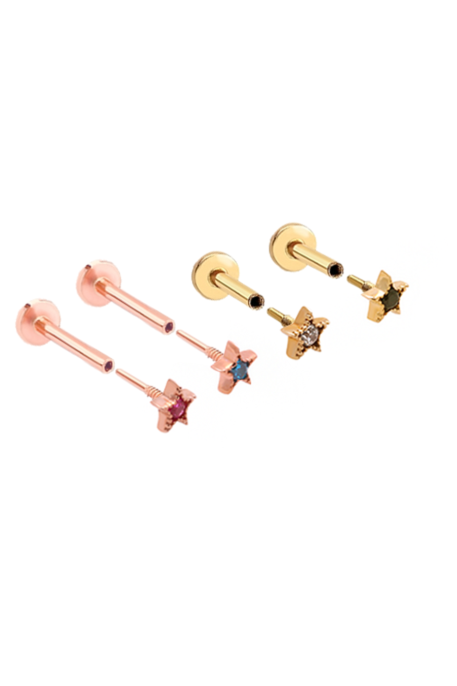 14K金 ゴールド 星 ヘリックス 軟骨 アンチトラガス アウター インナーコンク イヤリング ピアス ラブレット