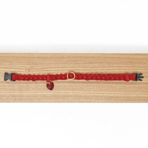 猫の首輪　トリミングブレード　ツイストサテン赤 2枚目の画像