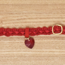 猫の首輪　トリミングブレード　ツイストサテン赤 3枚目の画像