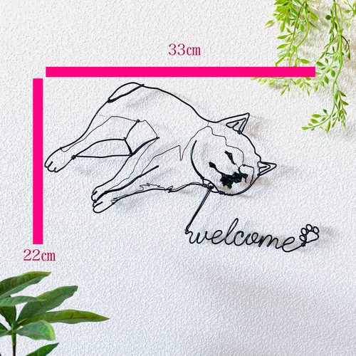 拒否柴と肉球付きwelcome 】 ワイヤーアート ワイヤークラフト