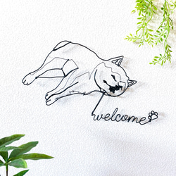 拒否柴と肉球付きwelcome 】 ワイヤーアート ワイヤークラフト