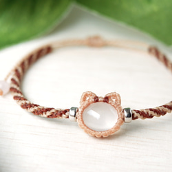 再販・受注制作】アメジストの石猫ちゃんブレスレット 黒猫 * マクラメ