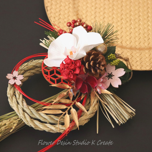 しめ縄★胡蝶蘭⑥　お正月飾り　しめ縄リース　しめ飾り　桜 しめ縄☆胡蝶蘭⑥ お正月飾り しめ縄リース しめ飾り 桜 しめ飾り おしゃれ