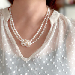 淡水パール ネックレス ライスパール 真珠 ロングネックレス 留め金　K14 3連にできる ライス型淡水パールの超ロングネックレス (121cm