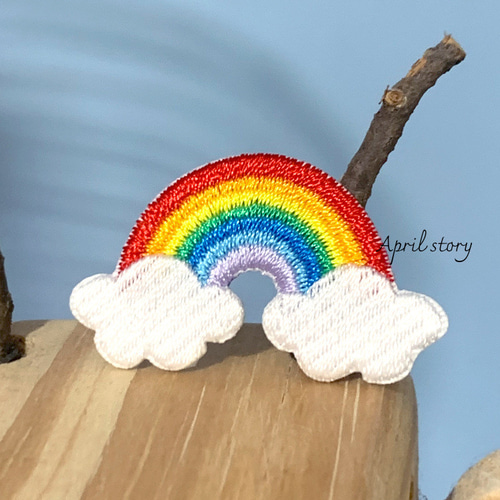 2枚/カラフルなレインボー・虹の刺繍ワッペン/アップリケ