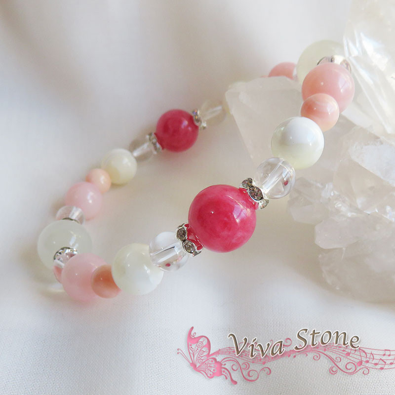 限定セール・子宝＊安産祈願＊ロードナイト＊ムーンストーン＊ピンクオパール＊マザーオブパール＊クィーンコンクシェル＊ブレス