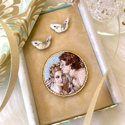 受注製作】ルノワール「ジャンヌ・サマリーの肖像」の手刺繍ブローチ