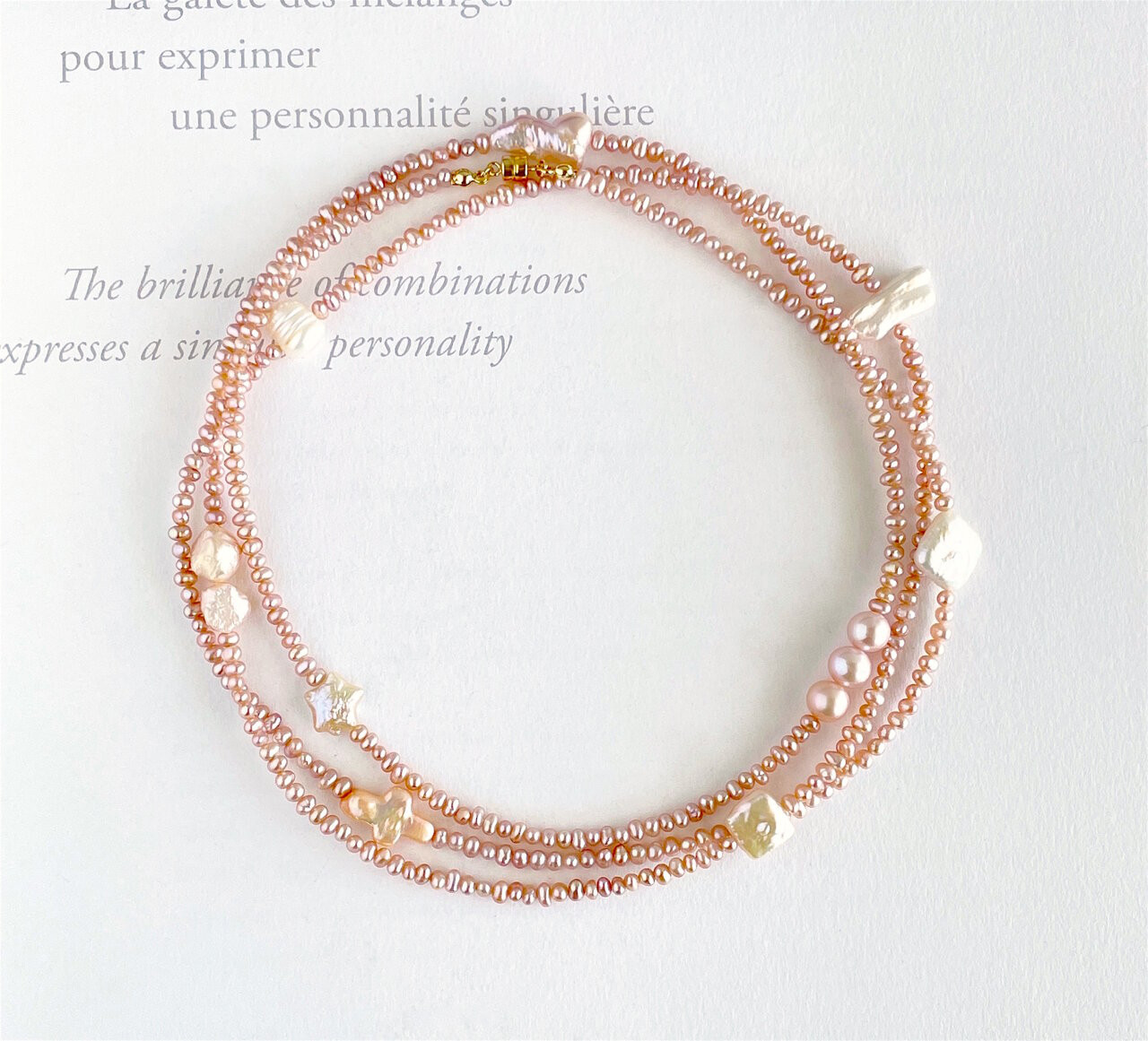 3wayにも4wayにも楽しめる、超ロングパールのネックレス（K14gf)114cm