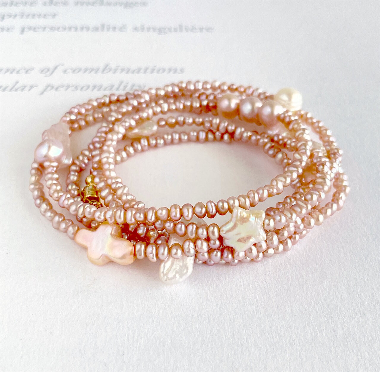 3wayにも4wayにも楽しめる、超ロングパールのネックレス（K14gf)114cm