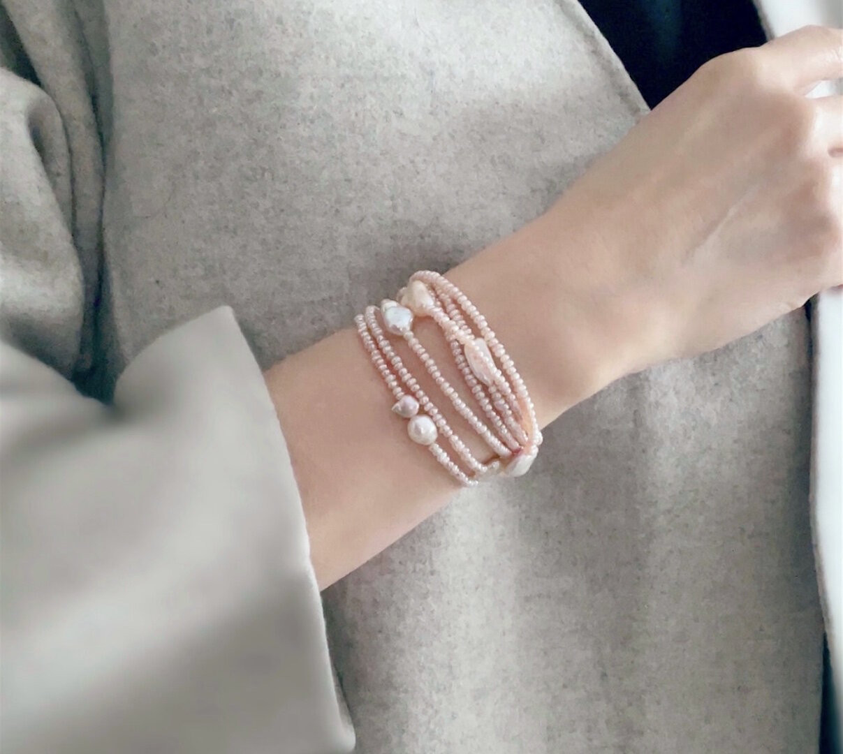 3wayにも4wayにも楽しめる、超ロングパールのネックレス（K14gf)114cm