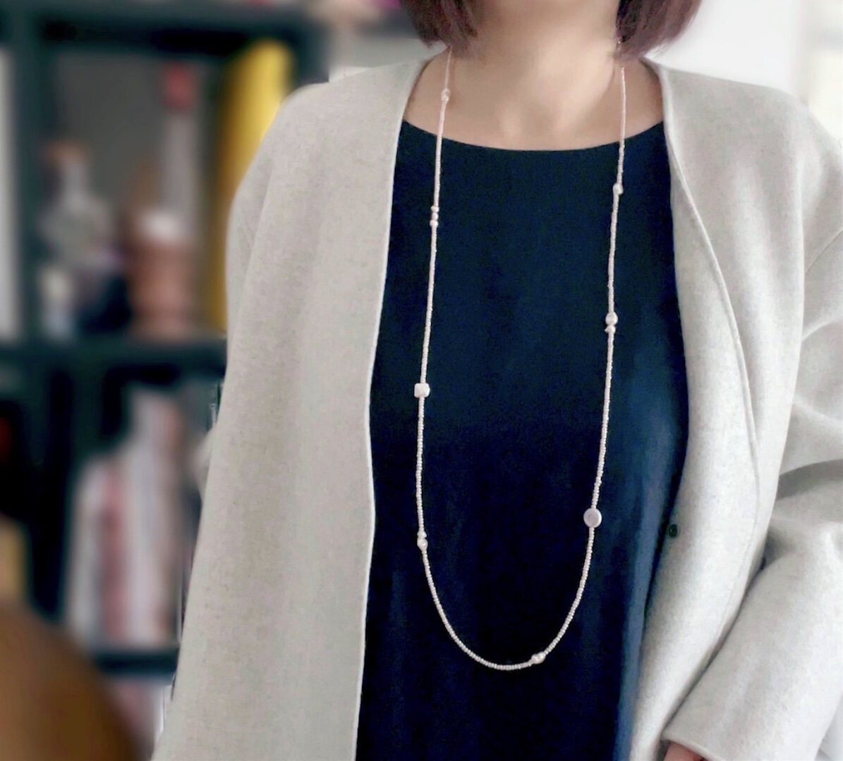 3wayにも4wayにも楽しめる、超ロングパールのネックレス（K14gf)114cm