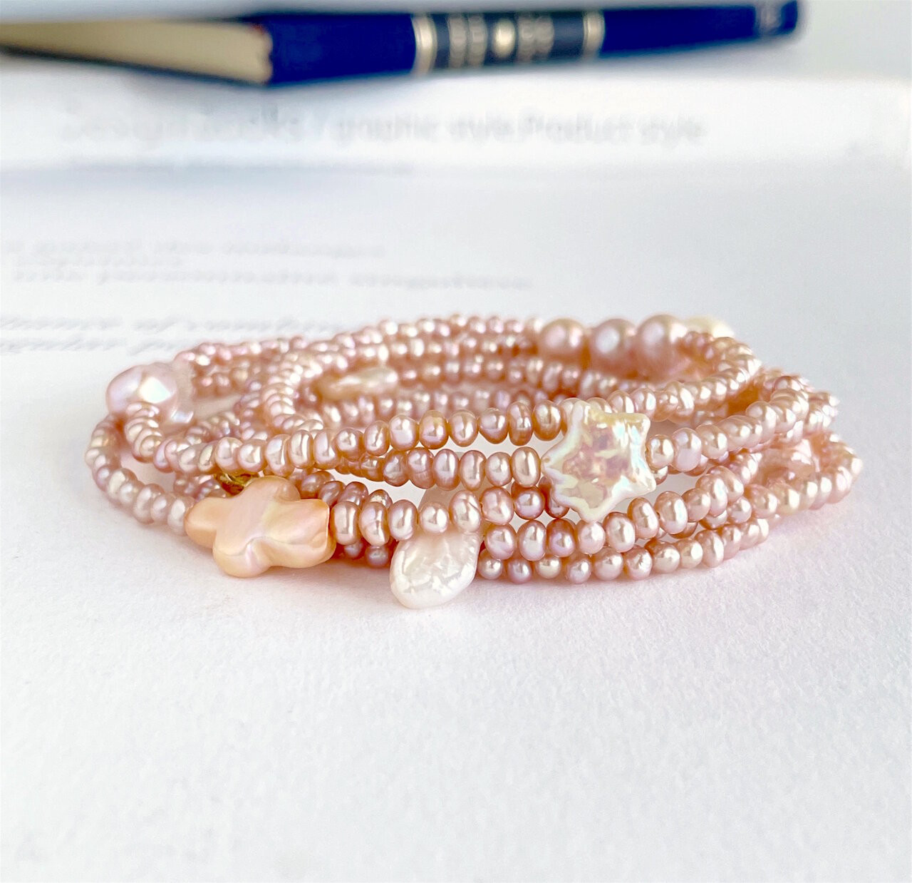 3wayにも4wayにも楽しめる、超ロングパールのネックレス（K14gf)114cm