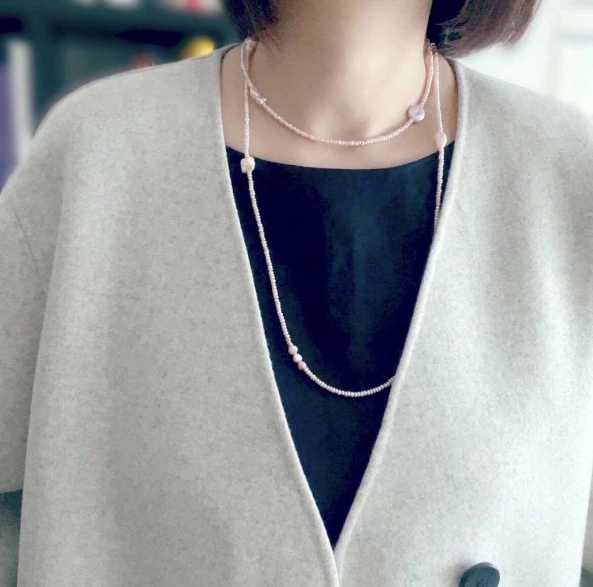 3wayにも4wayにも楽しめる、超ロングパールのネックレス（K14gf)114cm