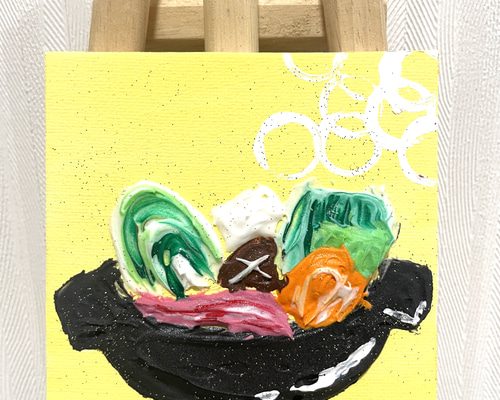 お鍋 アクリルアート アクリル絵の具 テクスチャーアート アート
