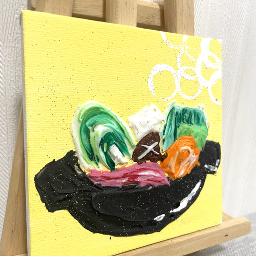 お鍋 アクリルアート アクリル絵の具 テクスチャーアート アート