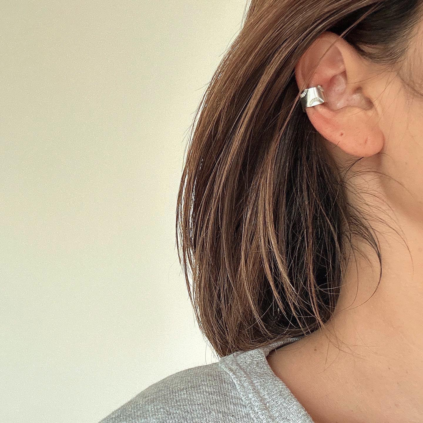 イヤーカフ-taiyo-シルバー950インディアンジュエリー女子彫金スタンプワークsilver刻印