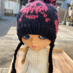 ブライスアウトフィット ニット帽子Bigﾎﾟﾝﾎﾟﾝ**青 ぬいぐるみ la main 