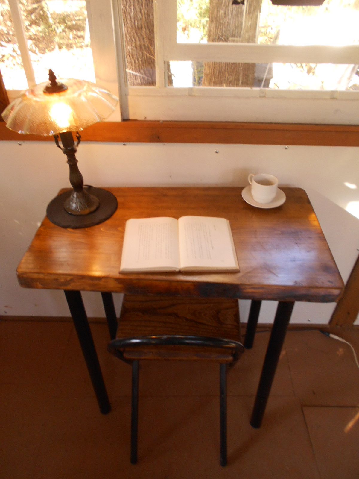 ひのき　アイアンテーブル・イスセット　11-24