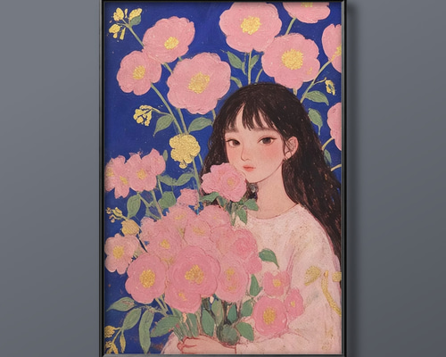 女性像　絵画　アート　人物画　イラスト　インテリア　綺麗　かわいい　美しい　花 女性像 絵画 アート 人物画 イラスト インテリア 綺麗 かわいい
