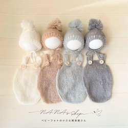 オレンジ♪鏡餅ボンネット ロンパースセット ニューボーンフォト撮影