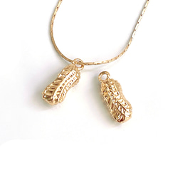 ejp815【2件】可愛精緻獨特花生花生16KGP金色吊飾 第2張的照片