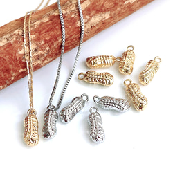 ejp815【2件】可愛精緻獨特花生花生16KGP金色吊飾 第5張的照片