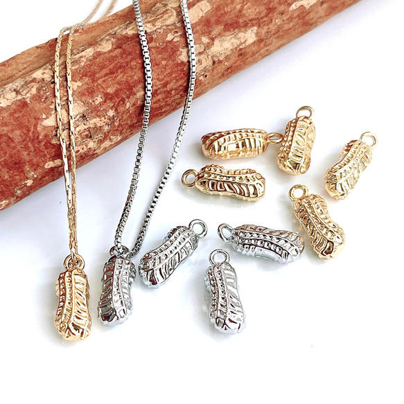 ejp815【2件】可愛精緻獨特花生花生16KGP金色吊飾 第5張的照片