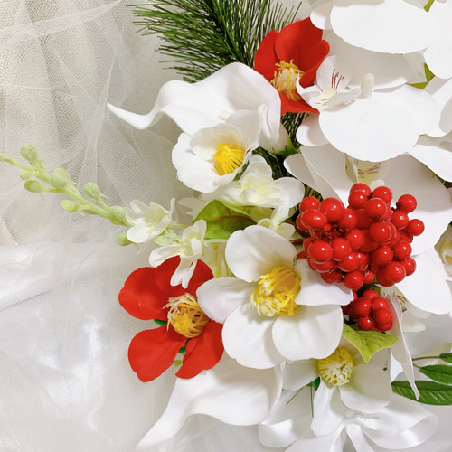 アーティフィシャルフラワーブーケ ウェディング 結婚式 和装 椿