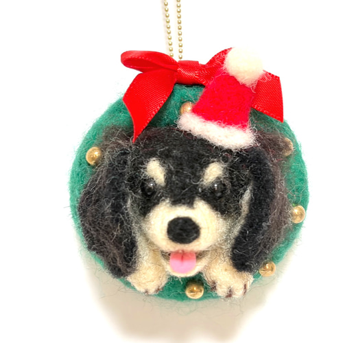 羊毛フェルトダックスクリスマスオーナメント 羊毛フェルトダックス