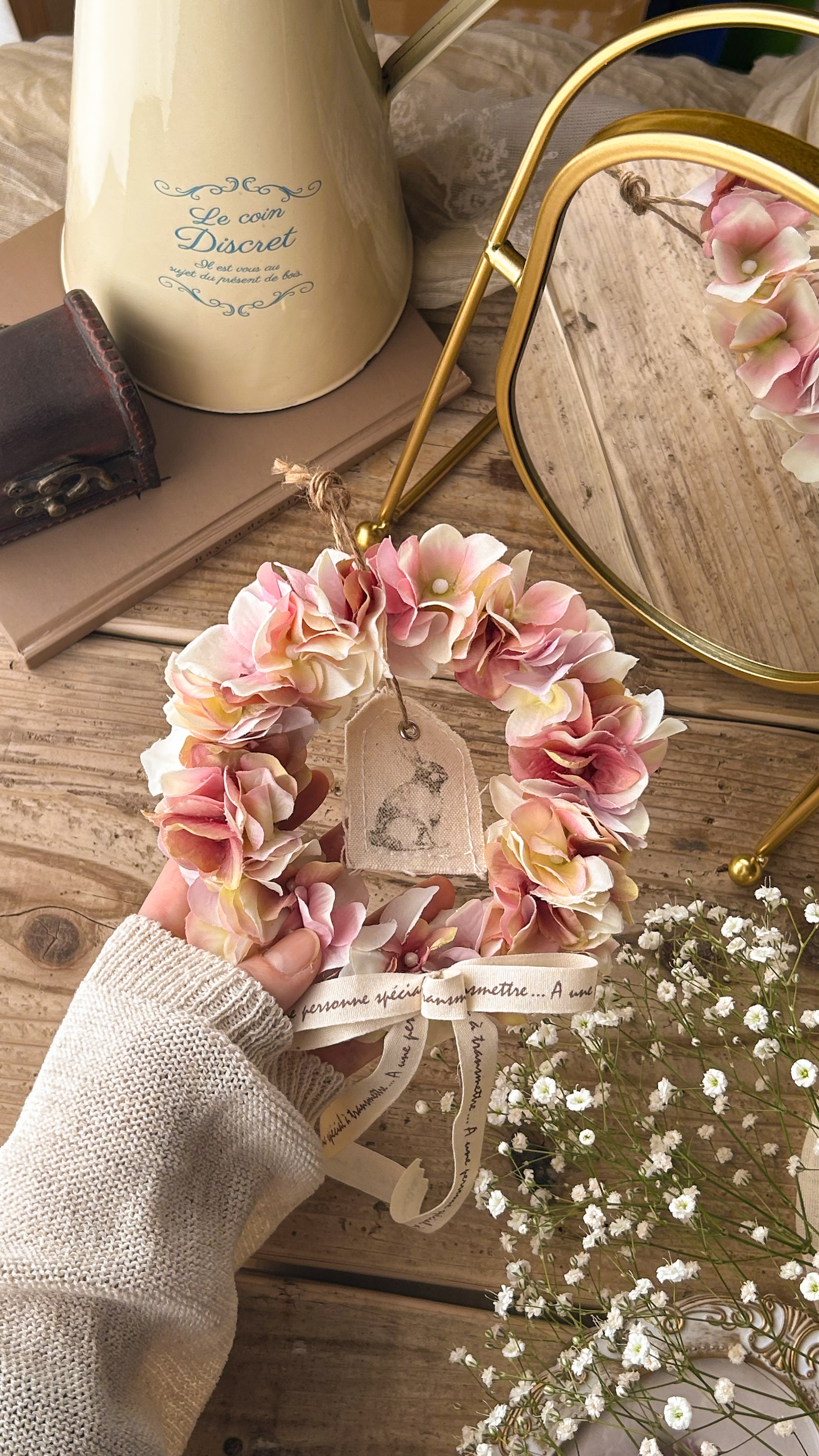 紫陽花と小花のリース 6d0c7f92aa17762b68d39b3fc0c531